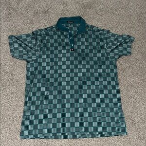 Bad Birdie Green and Black Geometric Polo